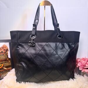 Chanel Black Quilted Paris Biarritz Tote Bag GM✨